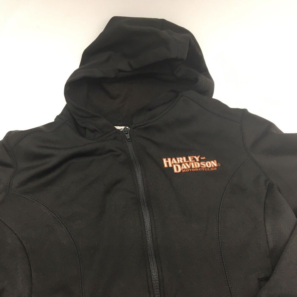 Harley Davidson Women's Hooded Jacket That Can Attach to Leather Jacket Size L - Picture 2 of 11
